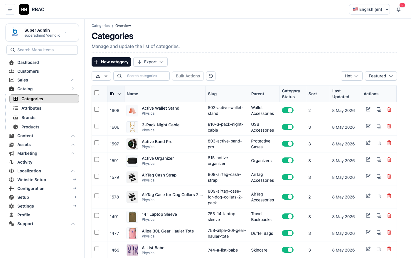 Categories List